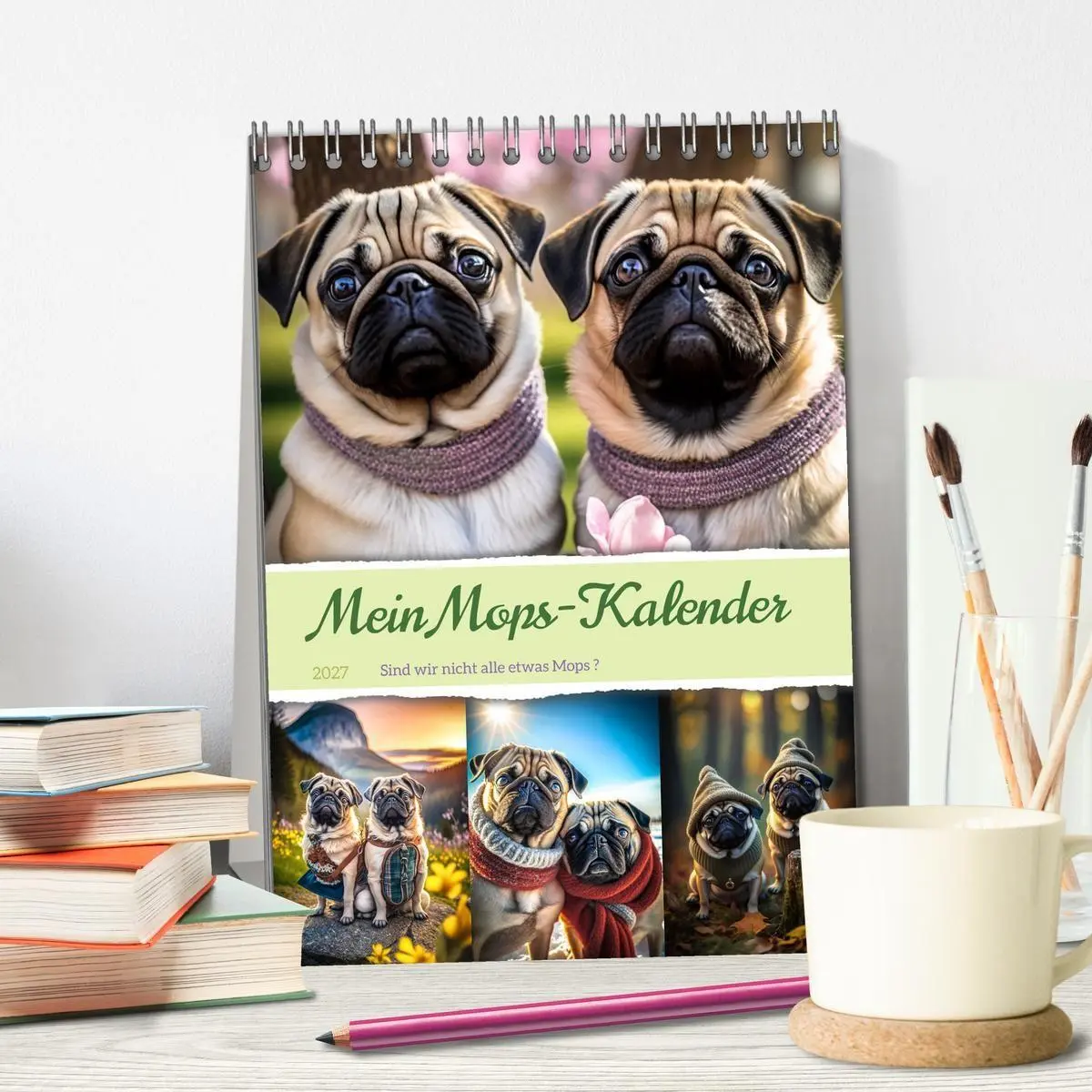 Bild: 9783569313798 | Mein Mops-Kalender (Tischkalender 2027 DIN A5 hoch), CALVENDO...
