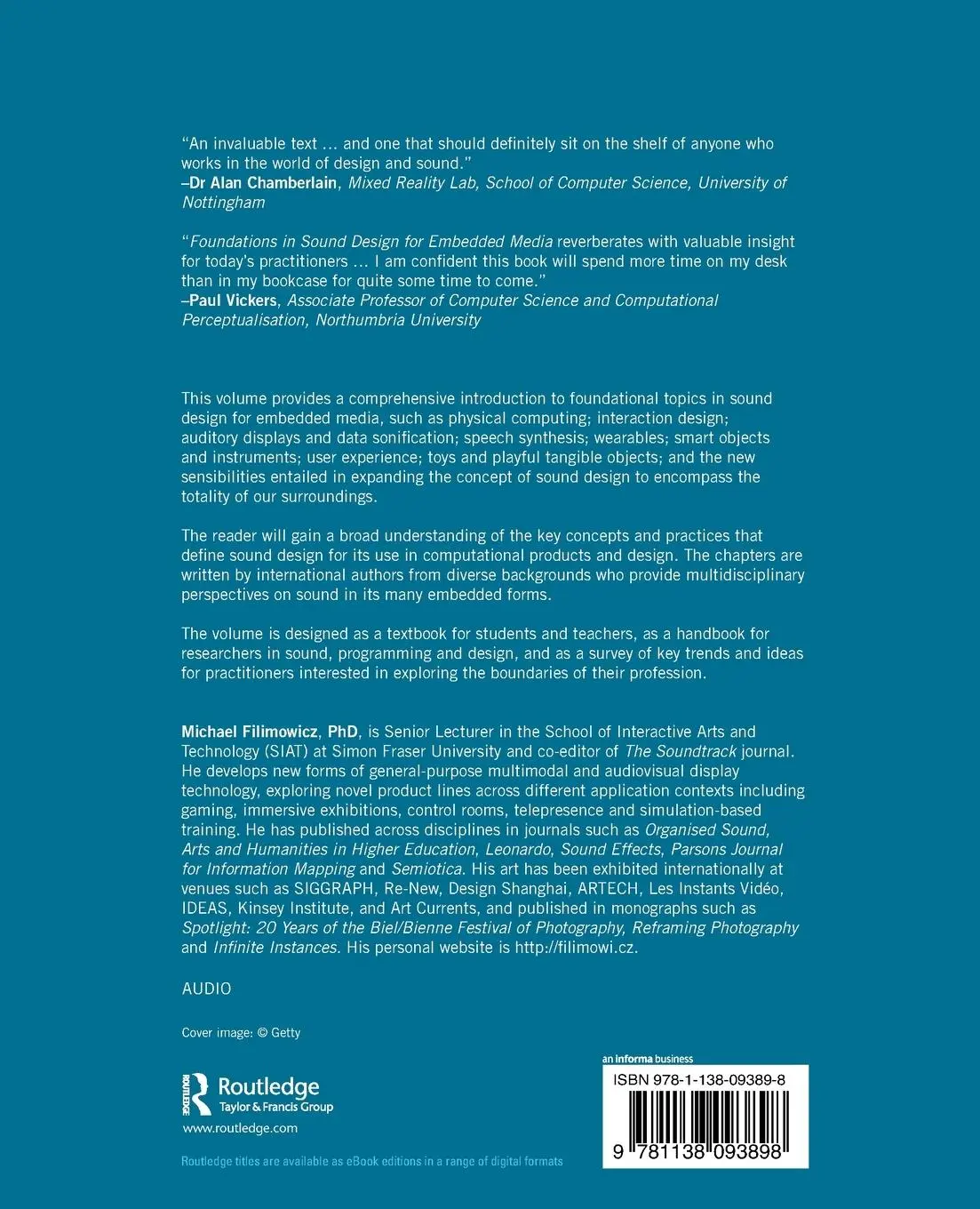 Rückseite: 9781138093898 | Foundations in Sound Design for Embedded Media | Michael Filimowicz