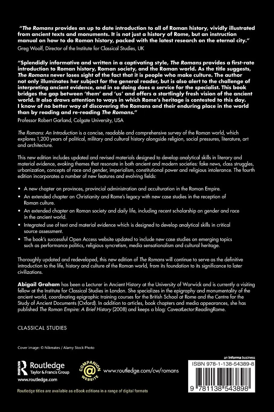 Rückseite: 9781138543898 | The Romans | An Introduction | Abigail Graham (u. a.) | Taschenbuch