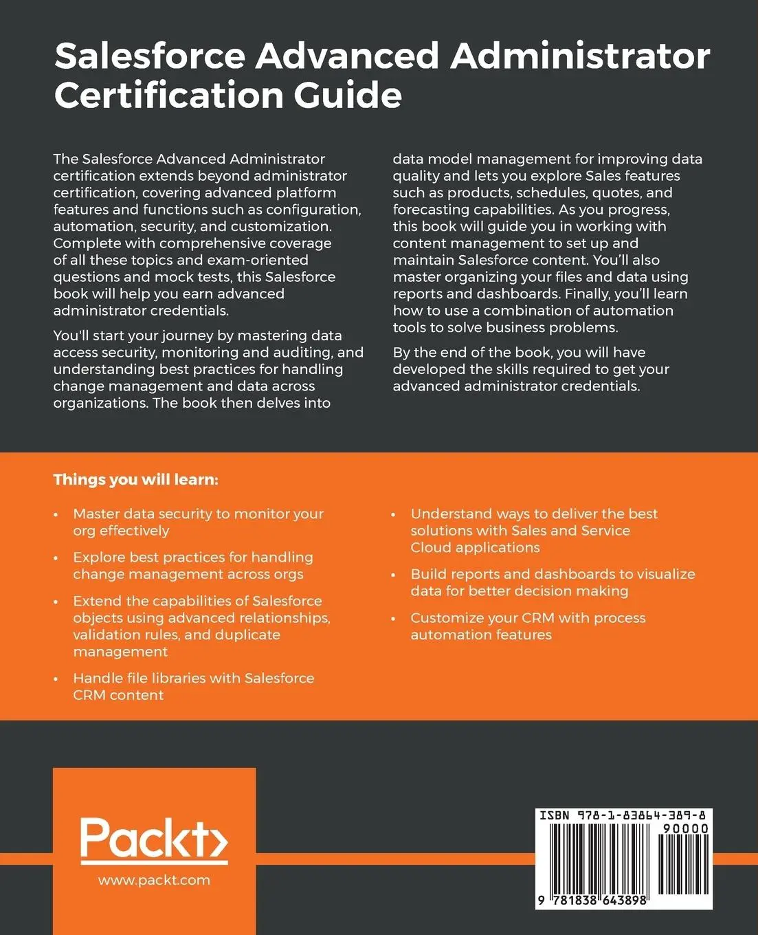 Rückseite: 9781838643898 | Salesforce Advanced Administrator Certification Guide | Enrico Murru