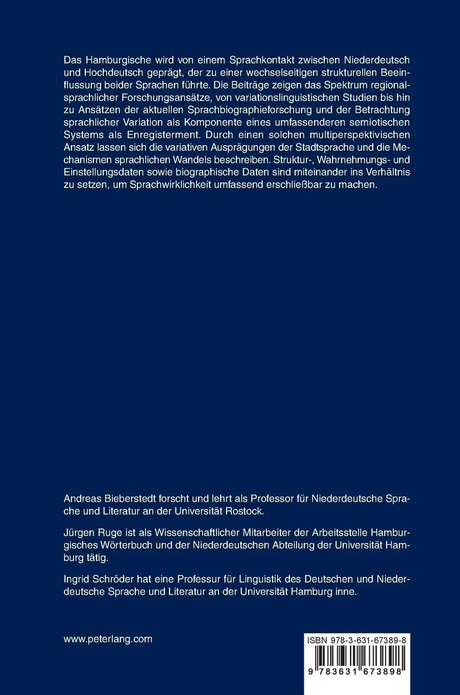 Rückseite: 9783631673898 | Hamburgisch | Andreas Bieberstedt (u. a.) | Buch | Gebunden | Deutsch