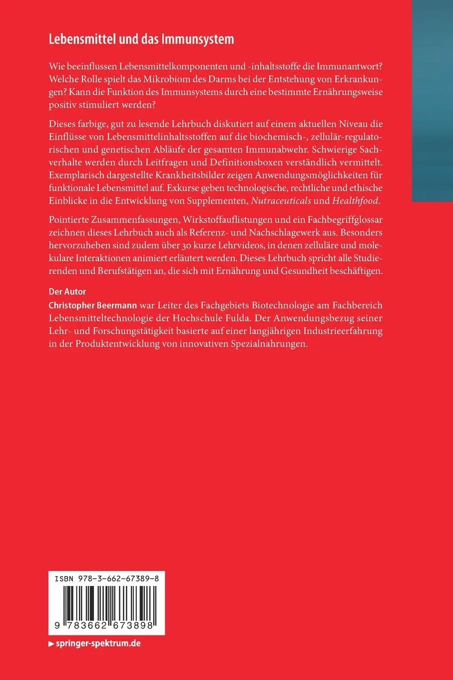Rückseite: 9783662673898 | Lebensmittel und das Immunsystem | Christopher Beermann | Taschenbuch