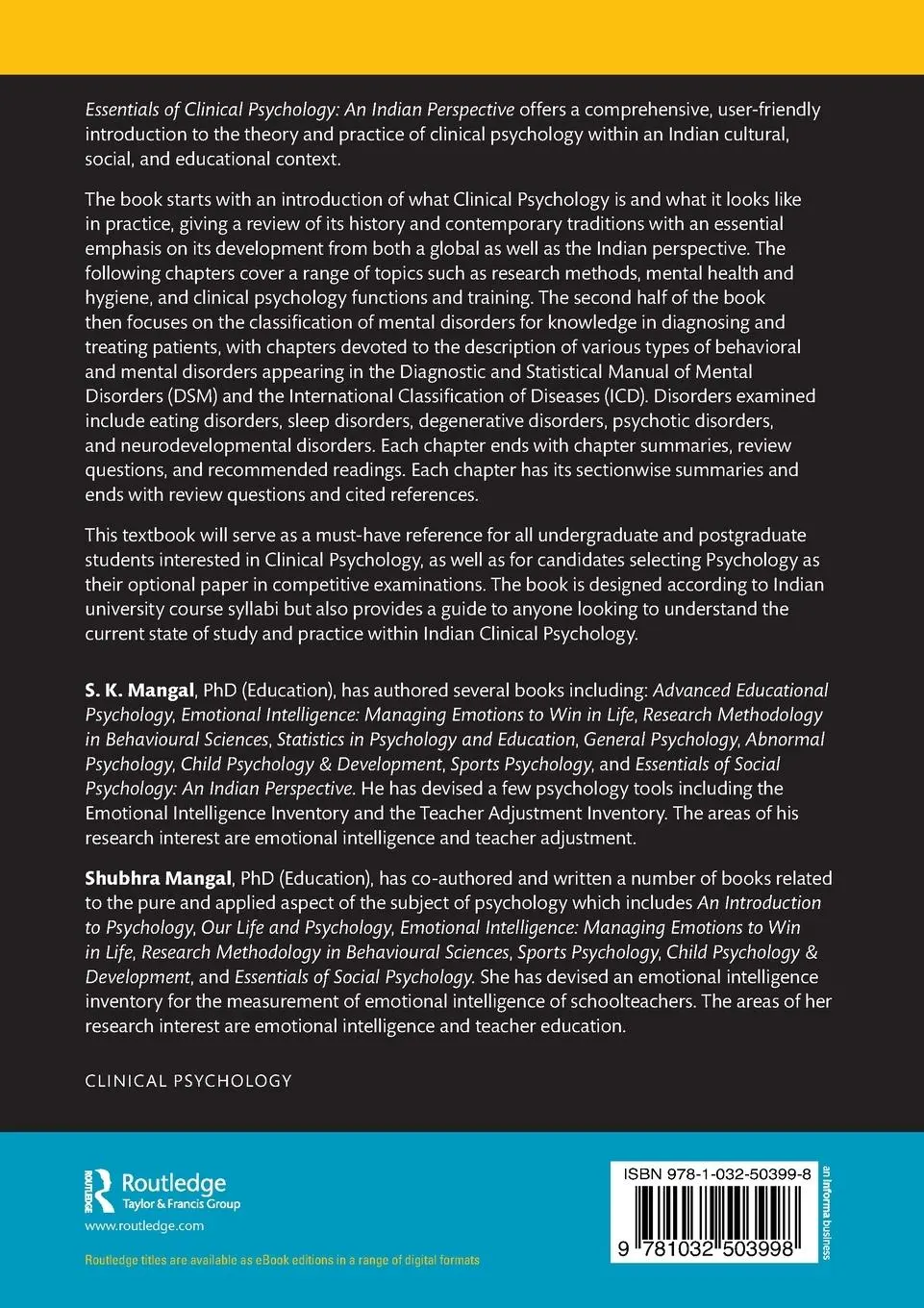 Rückseite: 9781032503998 | Essentials of Clinical Psychology | An Indian Perspective | Buch