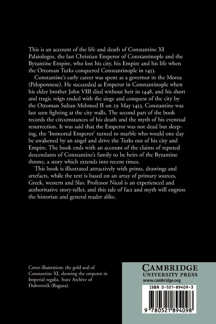 Rückseite: 9780521894098 | The Immortal Emperor | Donald M. Nicol (u. a.) | Taschenbuch | 2002