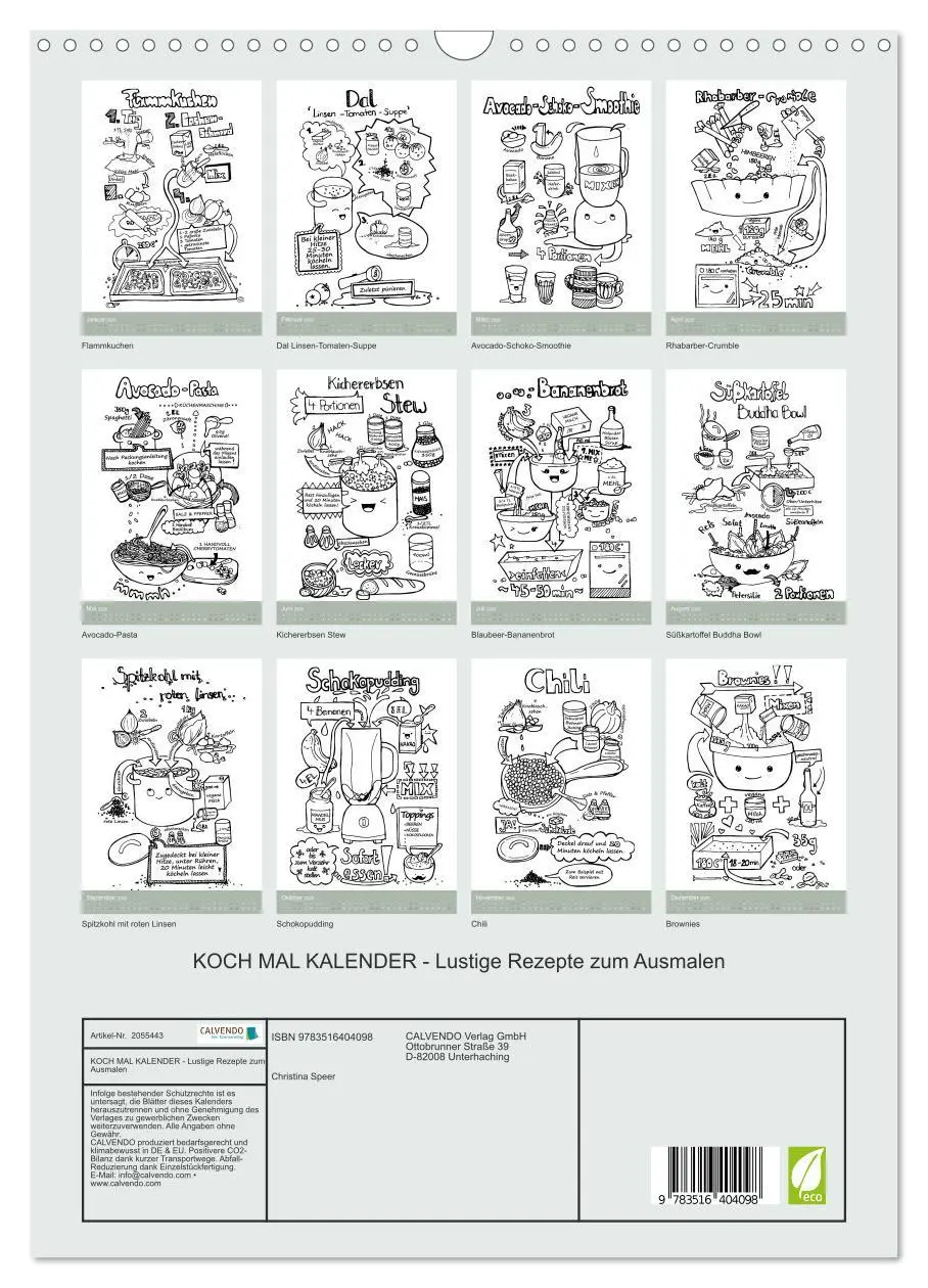 Bild: 9783516404098 | KOCH MAL KALENDER - Lustige Rezepte zum Ausmalen (Wandkalender 2026...