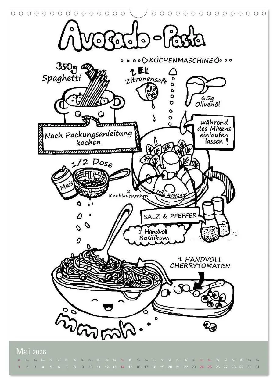 Bild: 9783516404098 | KOCH MAL KALENDER - Lustige Rezepte zum Ausmalen (Wandkalender 2026...