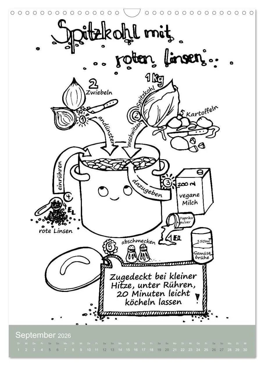 Bild: 9783516404098 | KOCH MAL KALENDER - Lustige Rezepte zum Ausmalen (Wandkalender 2026...
