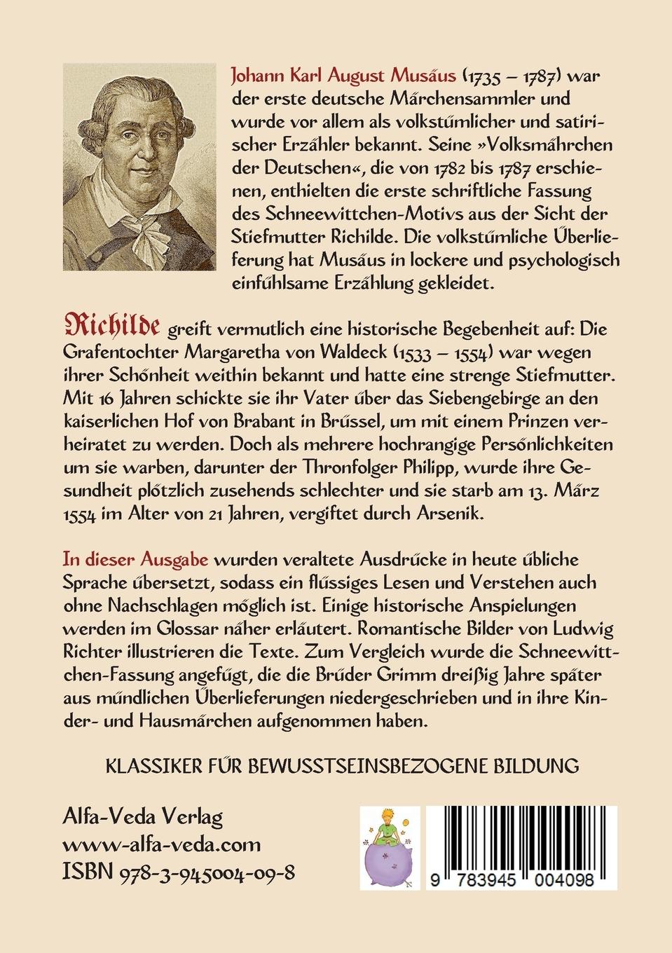 Rückseite: 9783945004098 | Richilde | Johann Karl August Musäus | Taschenbuch | 76 S. | Deutsch
