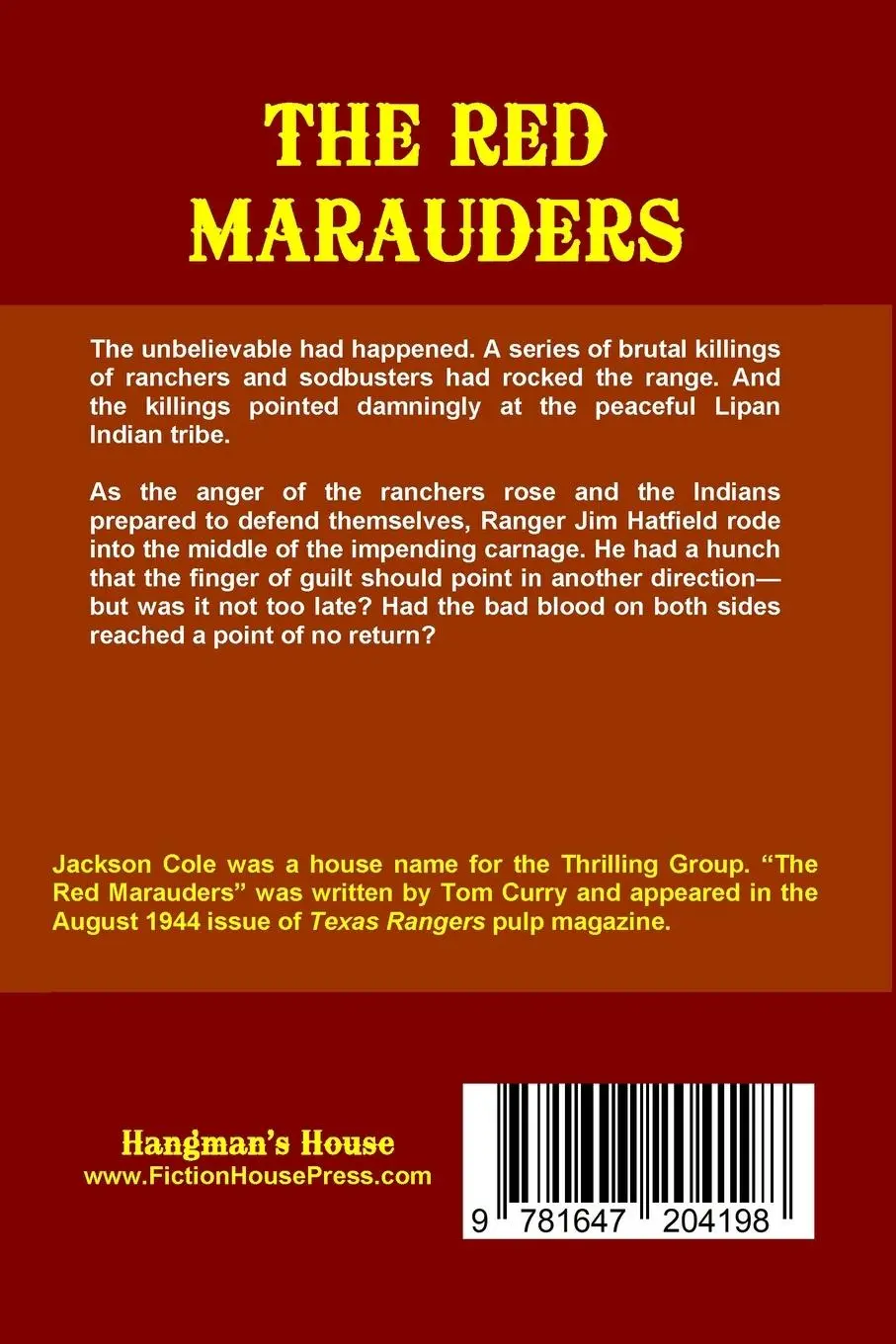 Rückseite: 9781647204198 | Jim Hatfield Texas Rangers #8 | The Red Marauders | Jackson Cole