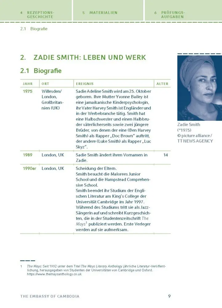 Bild: 9783129304198 | The Embassy of Cambodia von Zadie Smith | Zadie Smith | Taschenbuch