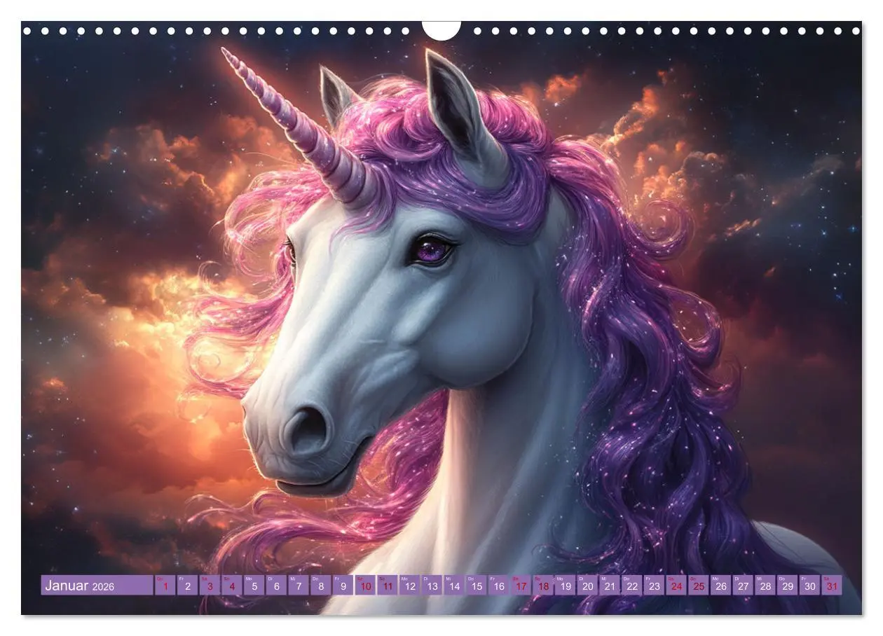 Bild: 9783457304198 | Zwischen Glitzer und Fantasie-Einhörner durchs Jahr (Wandkalender...
