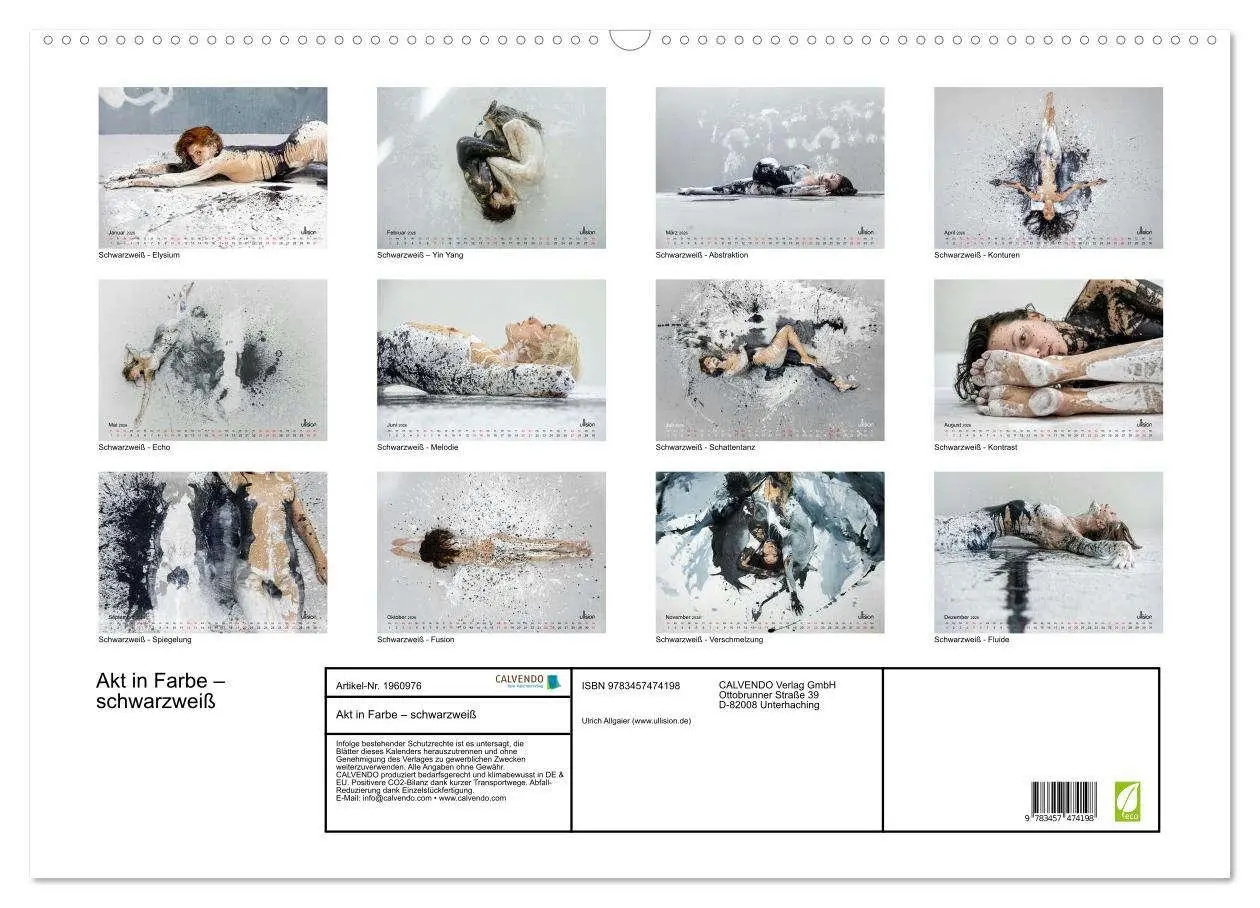 Bild: 9783457474198 | Akt in Farbe - schwarzweiß (Wandkalender 2026 DIN A2 quer),...