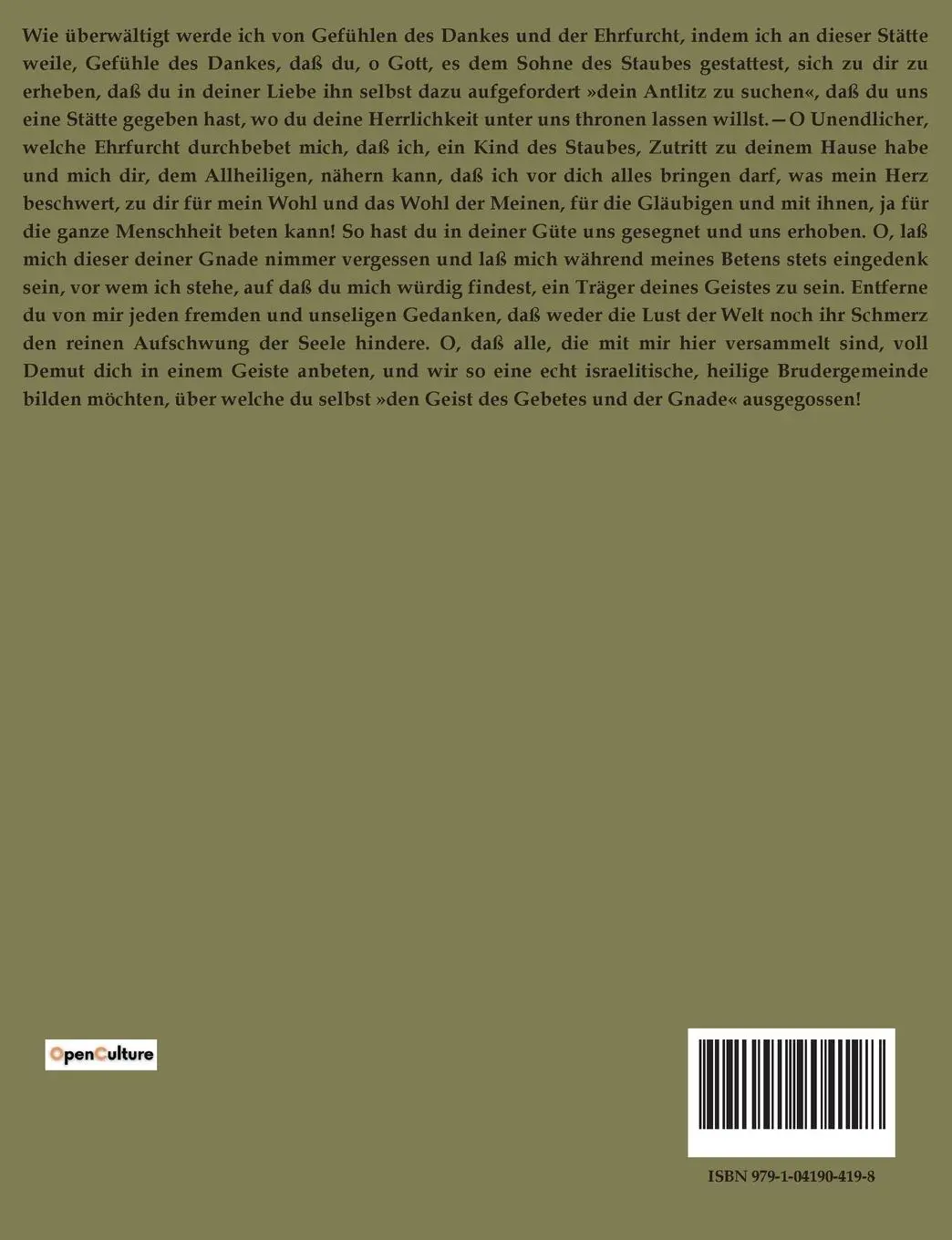 Rückseite: 9791041904198 | Gebete für Israeliten | A. A Wolff | Taschenbuch | 118 S. | Deutsch