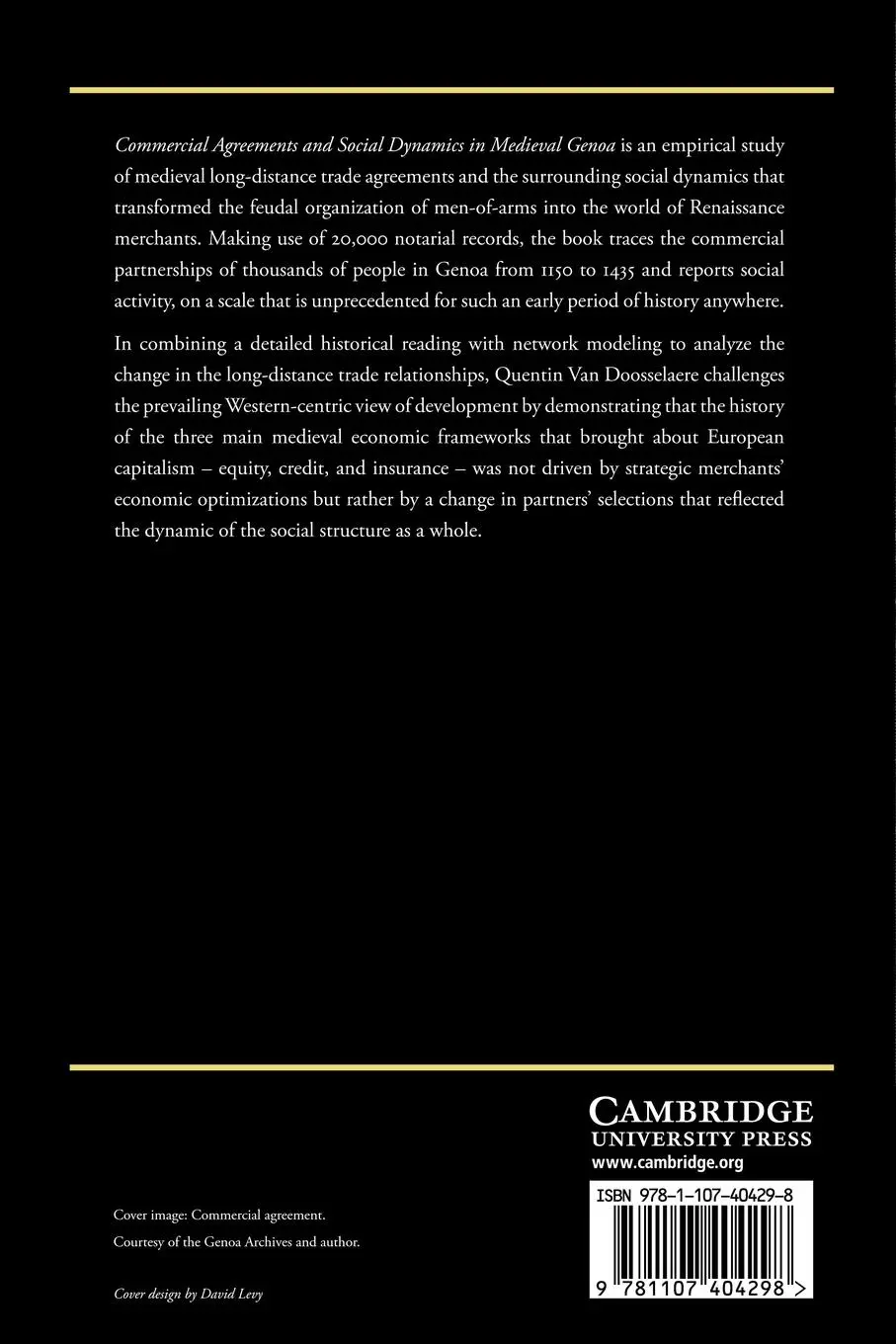 Rückseite: 9781107404298 | Commercial Agreements and Social Dynamics in Medieval Genoa | Buch