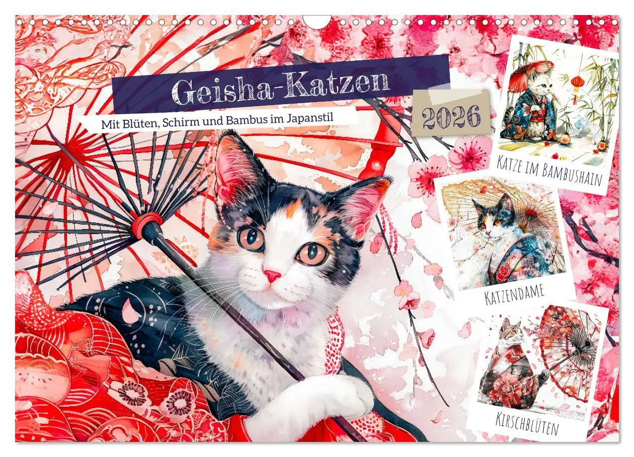 Cover: 9783457394298 | Geisha-Katzen - Mit Blüten, Schirm und Bambus im Japanstil...