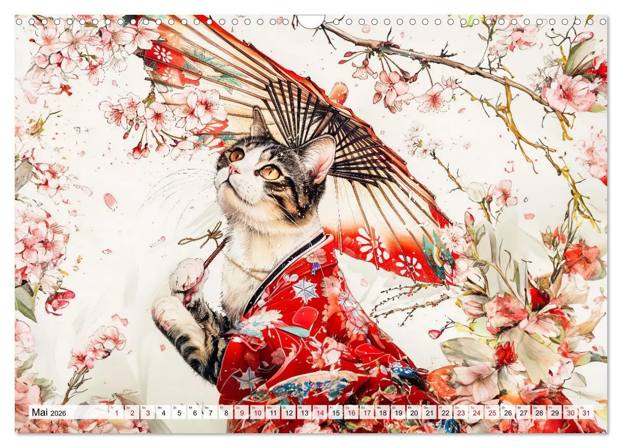 Bild: 9783457394298 | Geisha-Katzen - Mit Blüten, Schirm und Bambus im Japanstil...