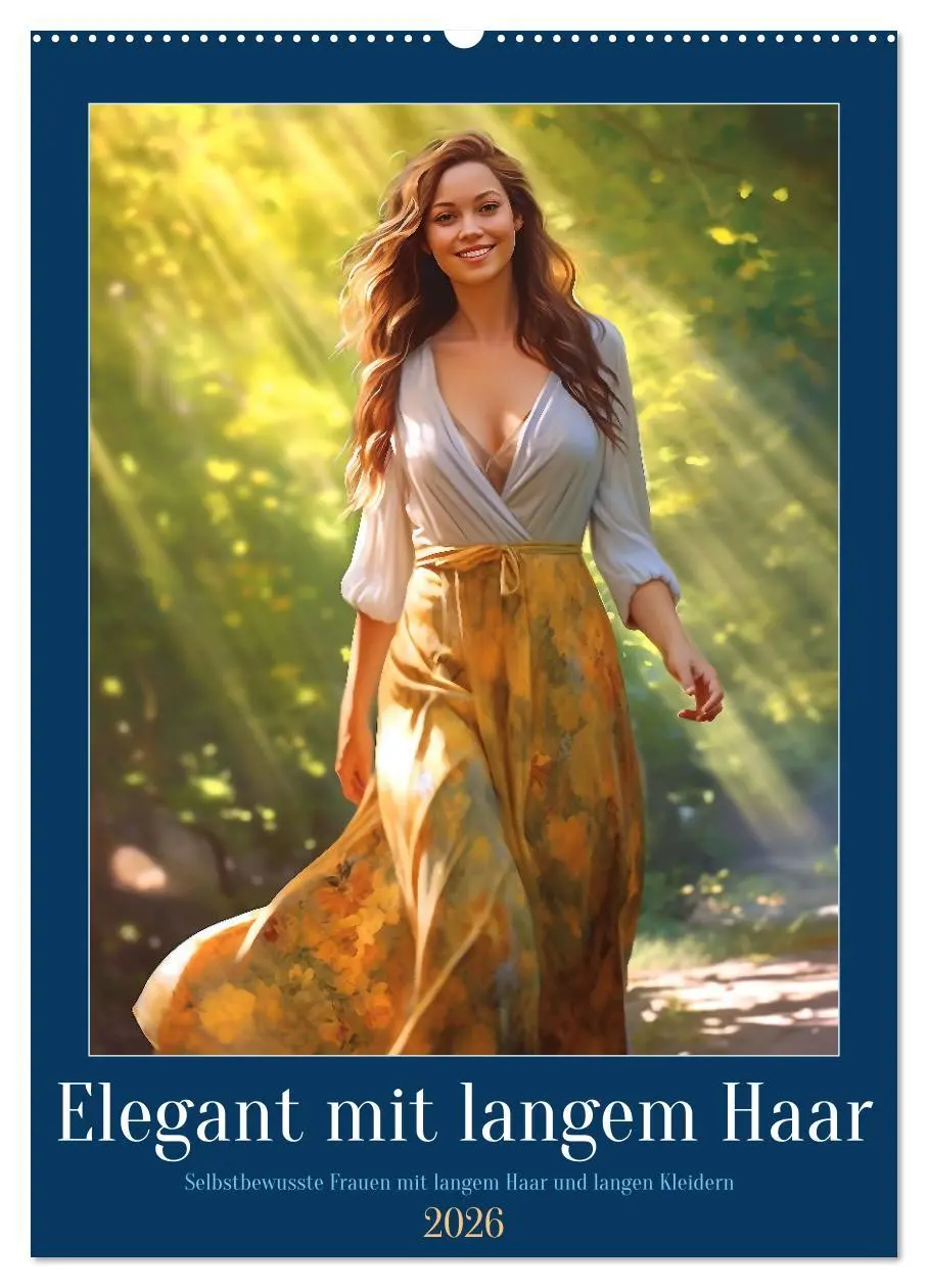 Cover: 9783516314298 | Elegant mit langem Haar (Wandkalender 2026 DIN A2 hoch), CALVENDO...