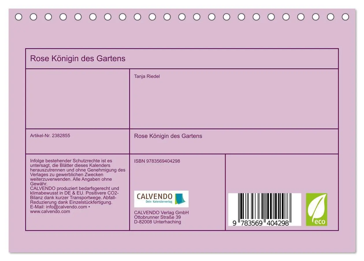 Bild: 9783569404298 | Rose Königin des Gartens (Tischkalender 2027 DIN A5 quer), CALVENDO...