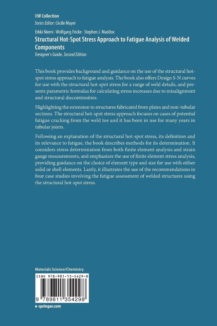 Rückseite: 9789811354298 | Structural Hot-Spot Stress Approach to Fatigue Analysis of Welded...