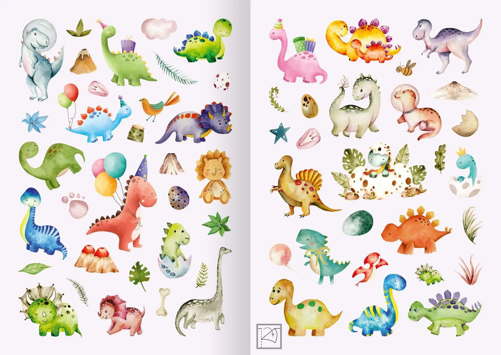 Bild: 4014489134398 | Meine Aquarell-Sticker - Dinosaurier | Über 200 Sticker | 16 S. | 2024