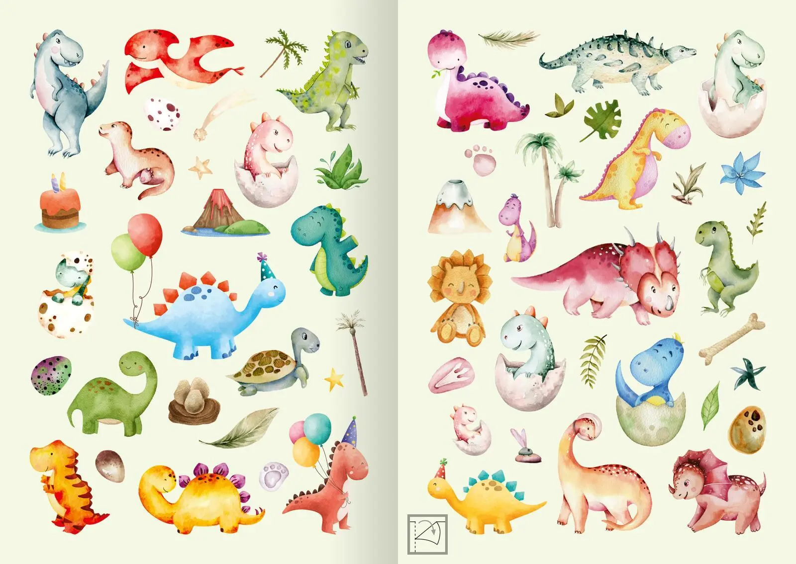Bild: 4014489134398 | Meine Aquarell-Sticker - Dinosaurier | Über 200 Sticker | 16 S. | 2024