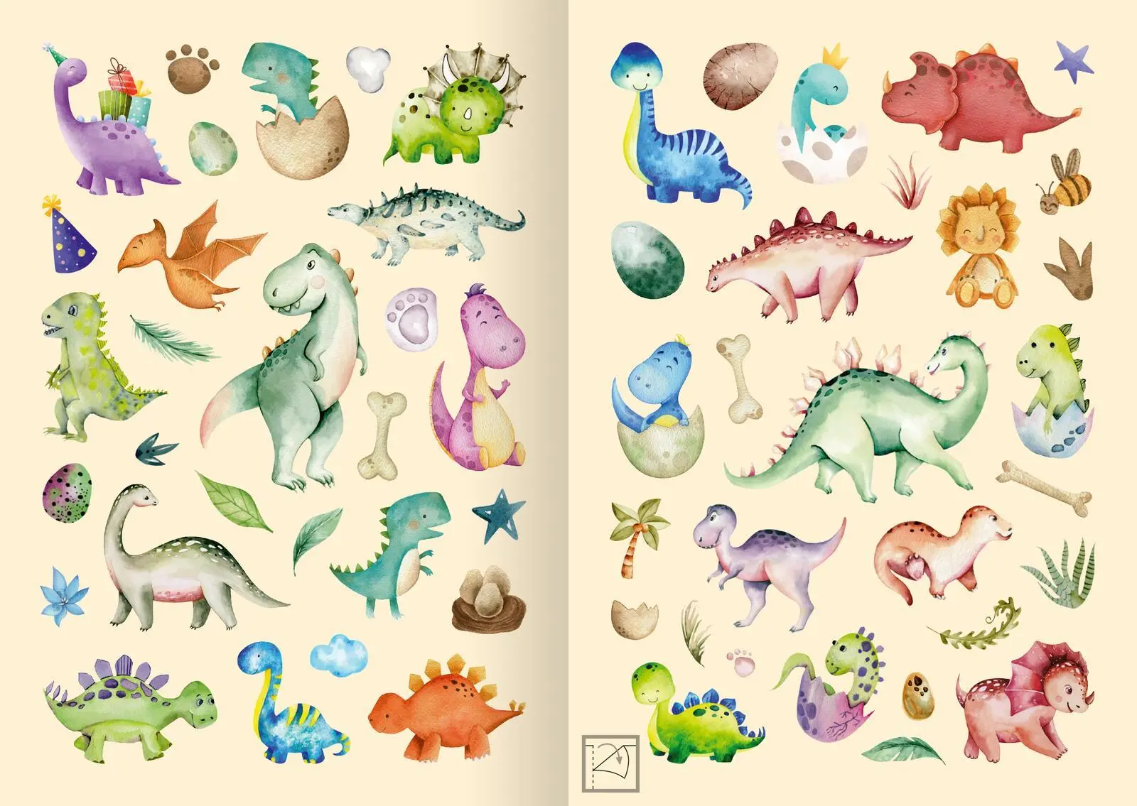 Bild: 4014489134398 | Meine Aquarell-Sticker - Dinosaurier | Über 200 Sticker | 16 S. | 2024