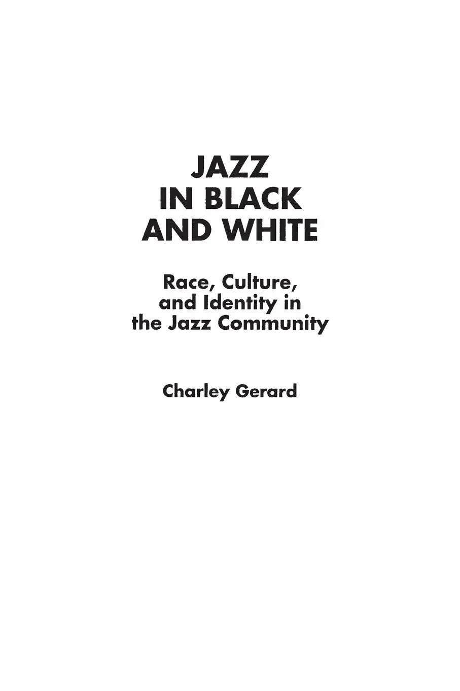 Cover: 9780275974398 | Jazz in Black and White | Charles Gerard | Taschenbuch | Englisch