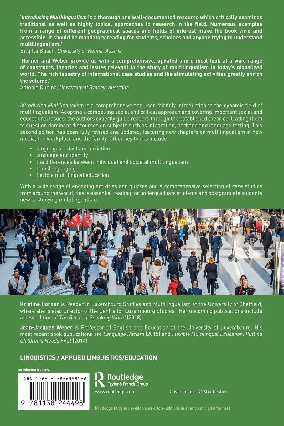 Rückseite: 9781138244498 | Introducing Multilingualism | A Social Approach | Horner (u. a.)
