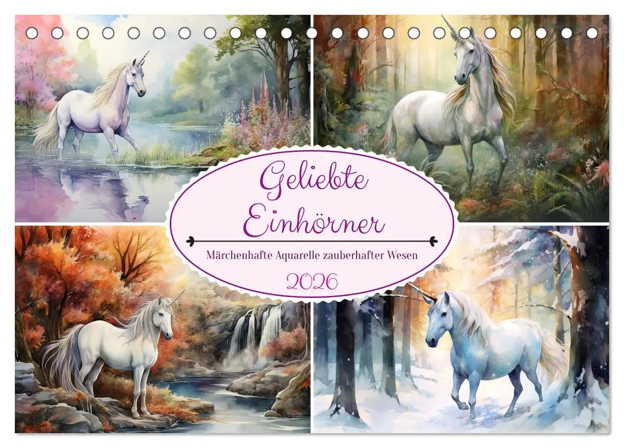 Cover: 9783457514498 | Geliebte Einhörner (Tischkalender 2026 DIN A5 quer), CALVENDO...