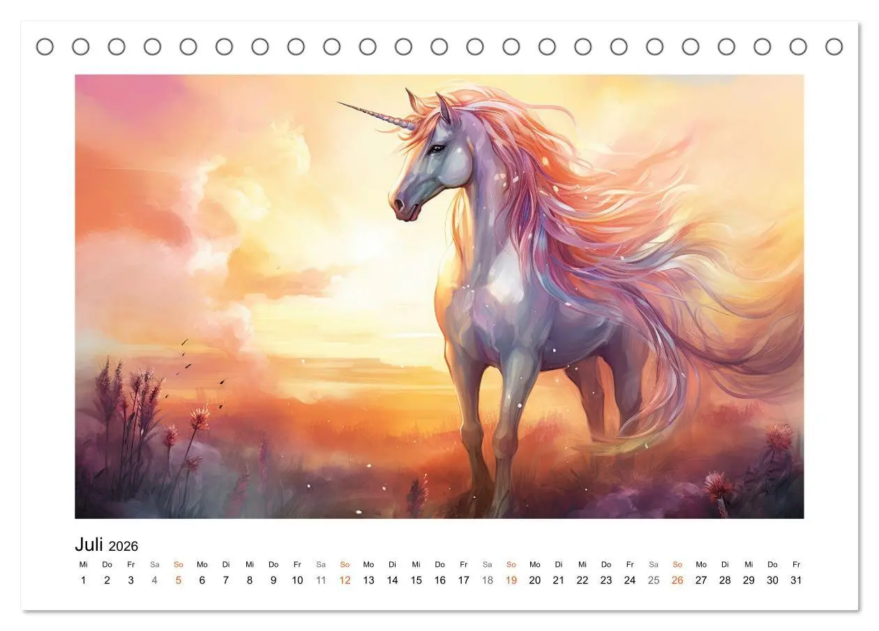 Bild: 9783457514498 | Geliebte Einhörner (Tischkalender 2026 DIN A5 quer), CALVENDO...