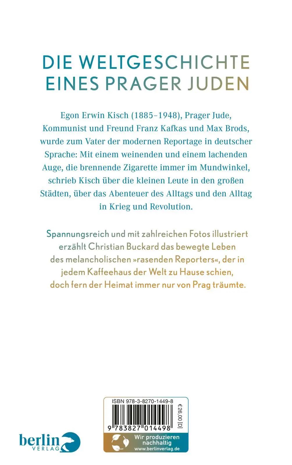 Rückseite: 9783827014498 | Egon Erwin Kisch | Christian Buckard | Buch | 448 S. | Deutsch | 2023