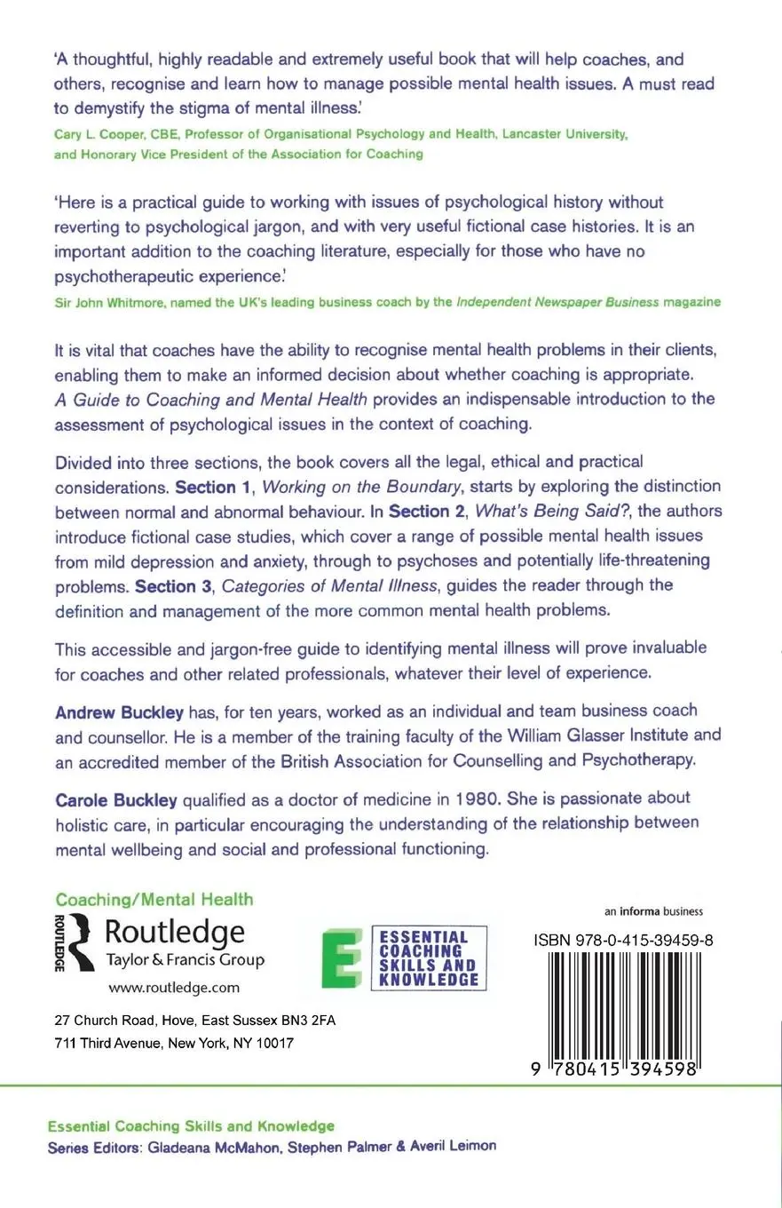 Rückseite: 9780415394598 | A Guide to Coaching and Mental Health | Andrew Buckley (u. a.) | Buch