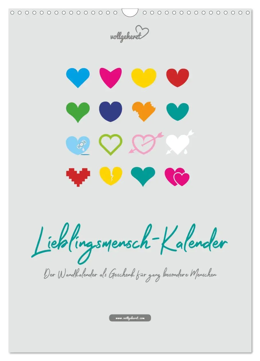 Cover: 9783435964598 | vollgeherzt: Lieblingsmensch-Kalender - Der Wandkalender als...