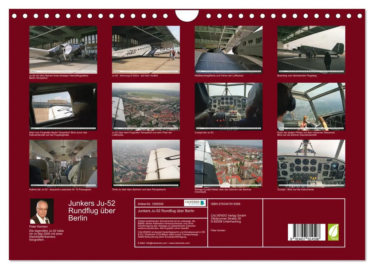Bild: 9783457814598 | Junkers Ju-52 Rundflug über Berlin (Wandkalender 2026 DIN A4 quer),...