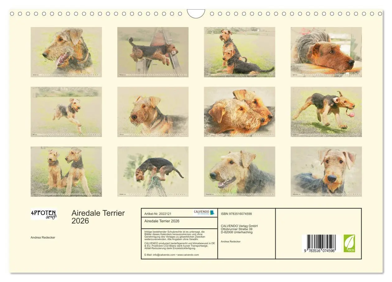 Bild: 9783516074598 | Airedale Terrier 2026 (Wandkalender 2026 DIN A3 quer), CALVENDO...