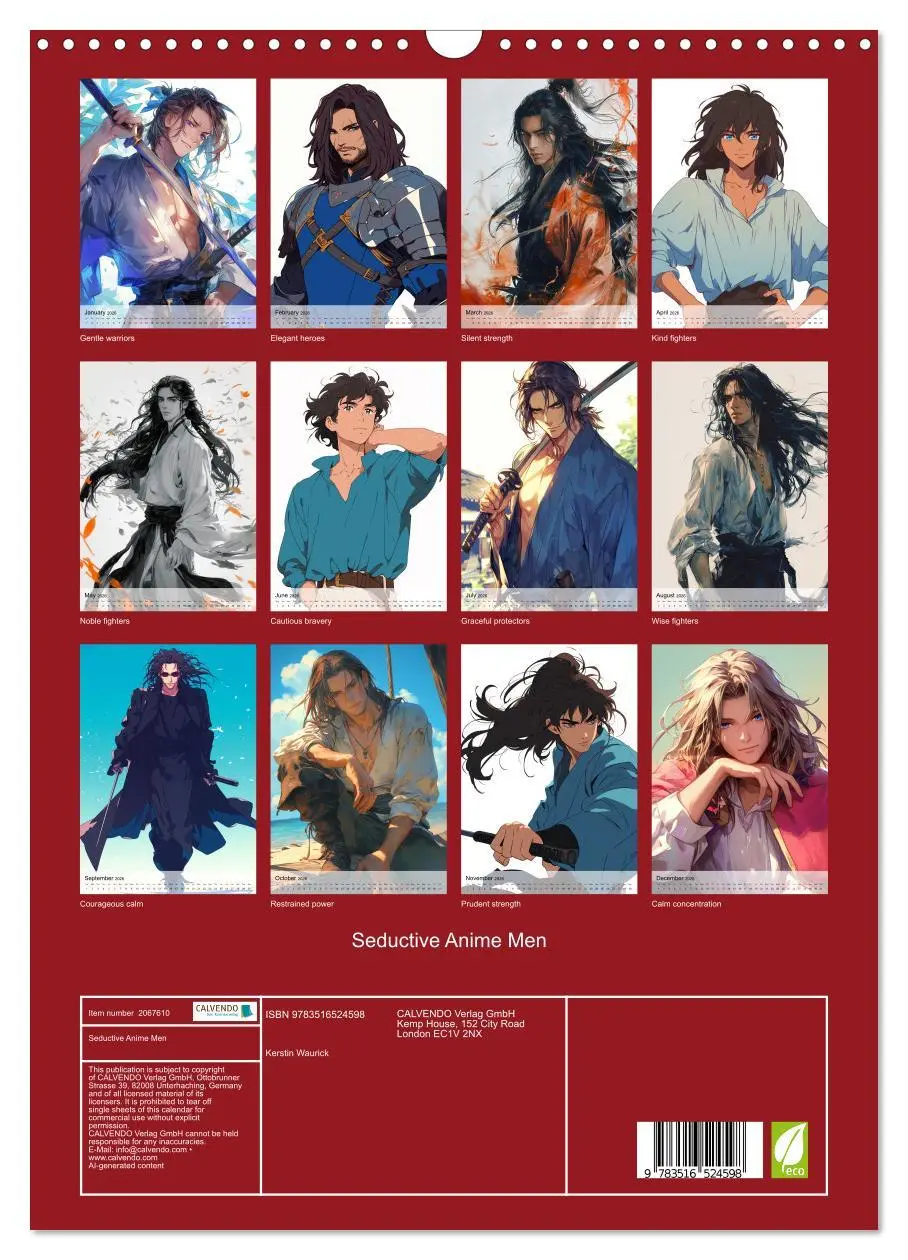 Bild: 9783516524598 | Seductive Anime Men (Wall Calendar 2026 DIN A3 portrait), CALVENDO...