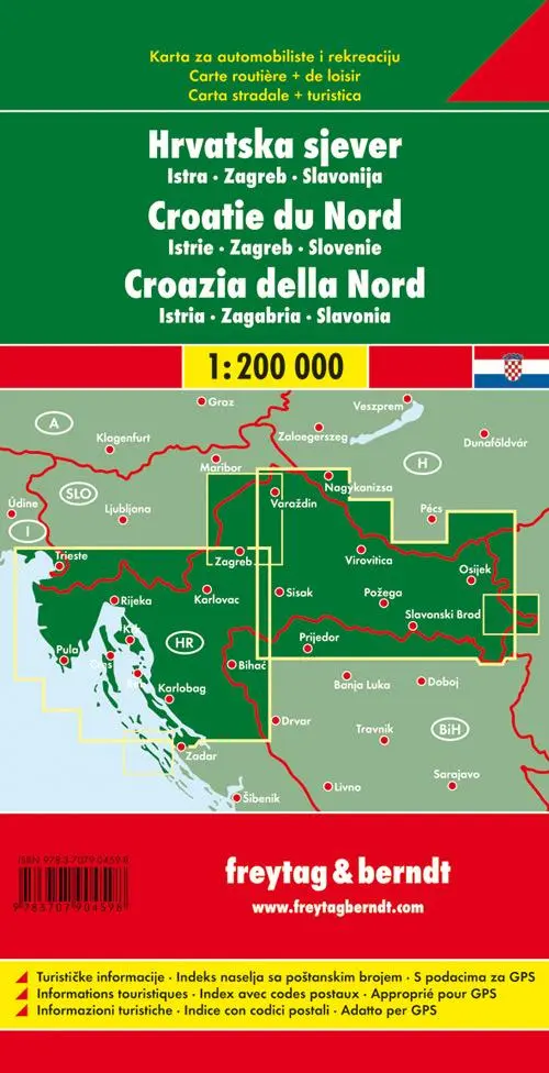 Rückseite: 9783707904598 | Kroatien Nord 1 : 200 000. Autokarte | (Land-)Karte | Karte/Landkarte