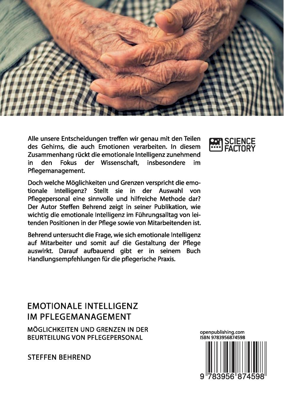Rückseite: 9783956874598 | Emotionale Intelligenz im Pflegemanagement. Möglichkeiten und...