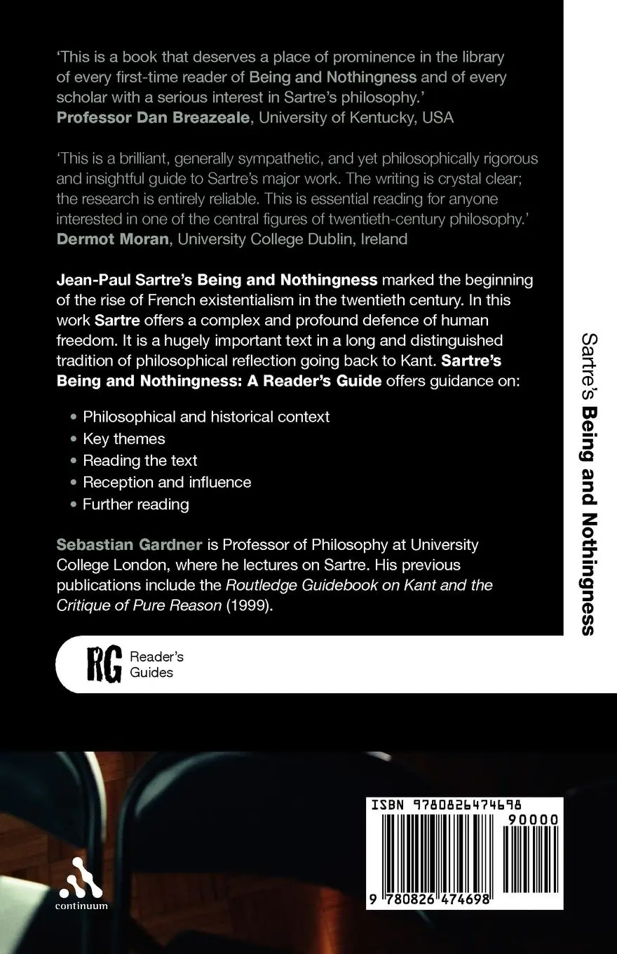 Rückseite: 9780826474698 | Sartre's Being and Nothingness | A Reader's Guide | Sebastian Gardner