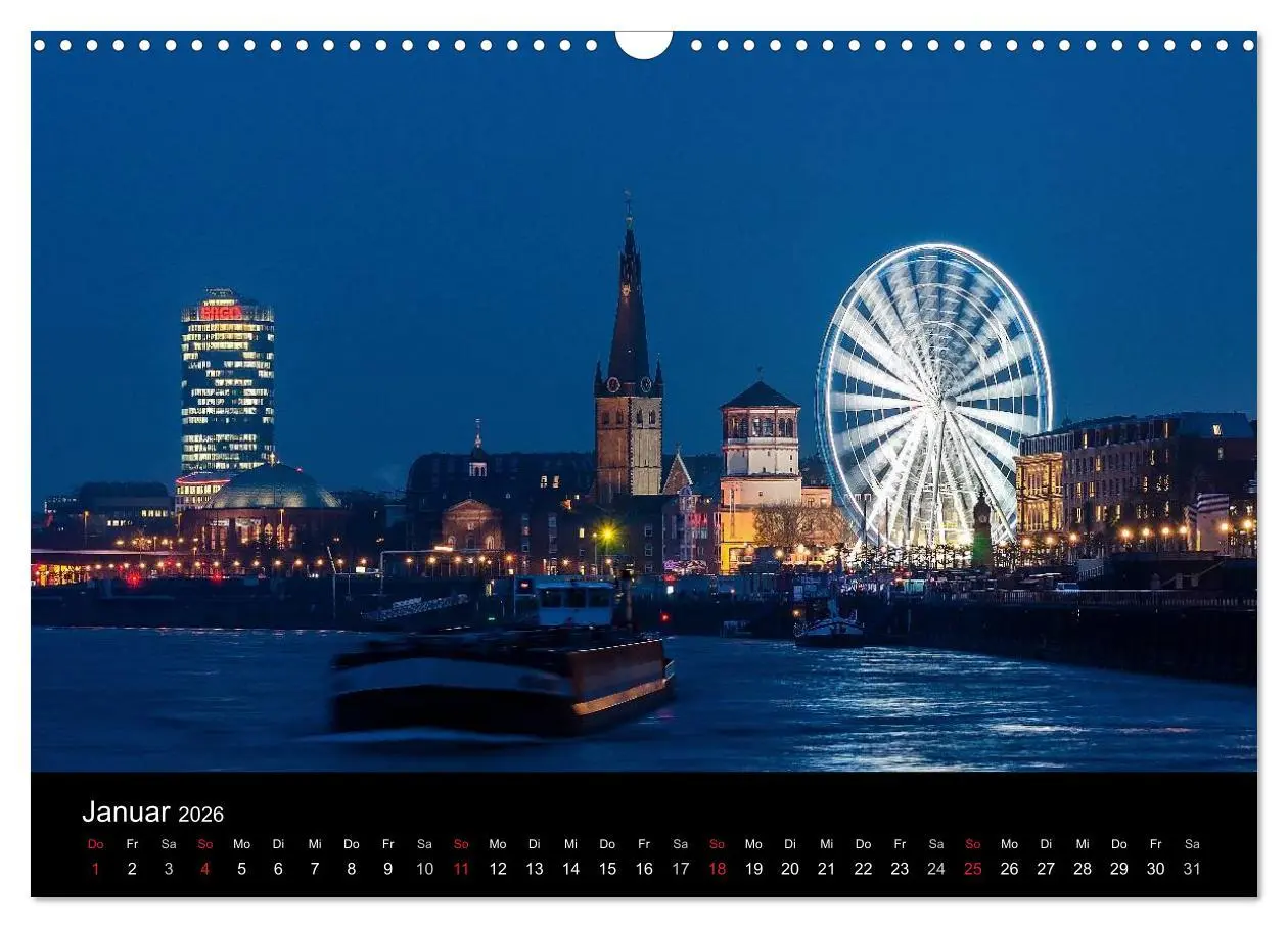 Bild: 9783516134698 | Düsseldorf - Ansichten am Abend (Wandkalender 2026 DIN A3 quer),...