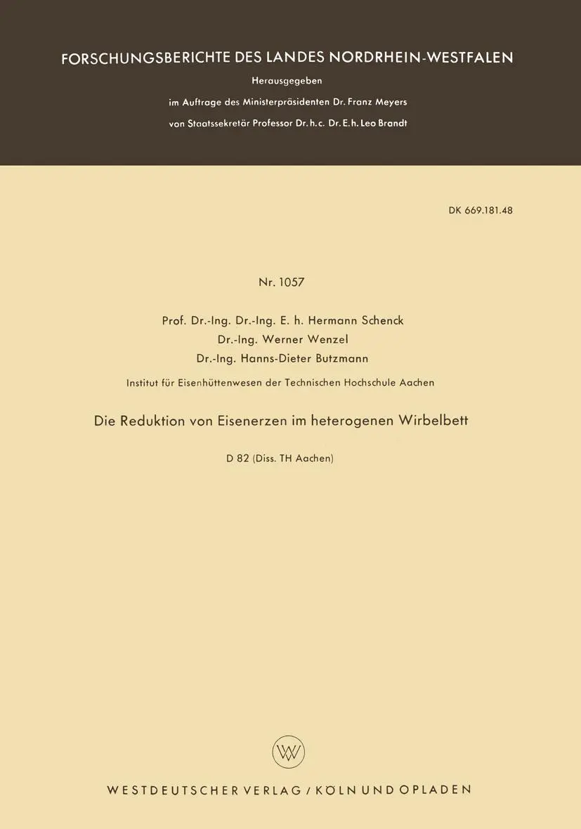 Cover: 9783663034698 | Die Reduktion von Eisenerzen im heterogenen Wirbelbett | Schenck