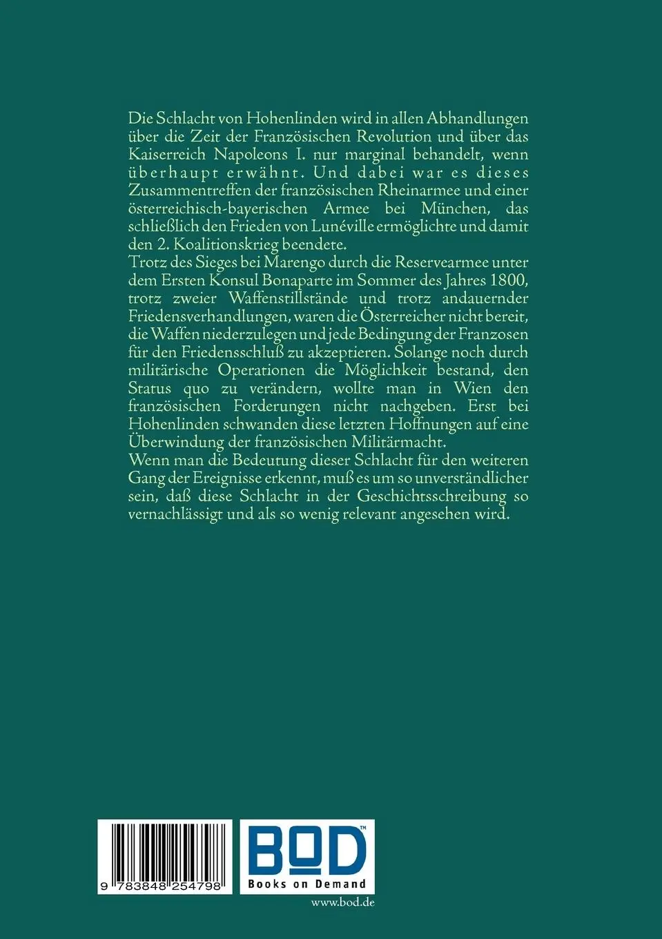 Rückseite: 9783848254798 | Hohenlinden 1800 | Die vergessene Schlacht | Günter Schneider | Buch