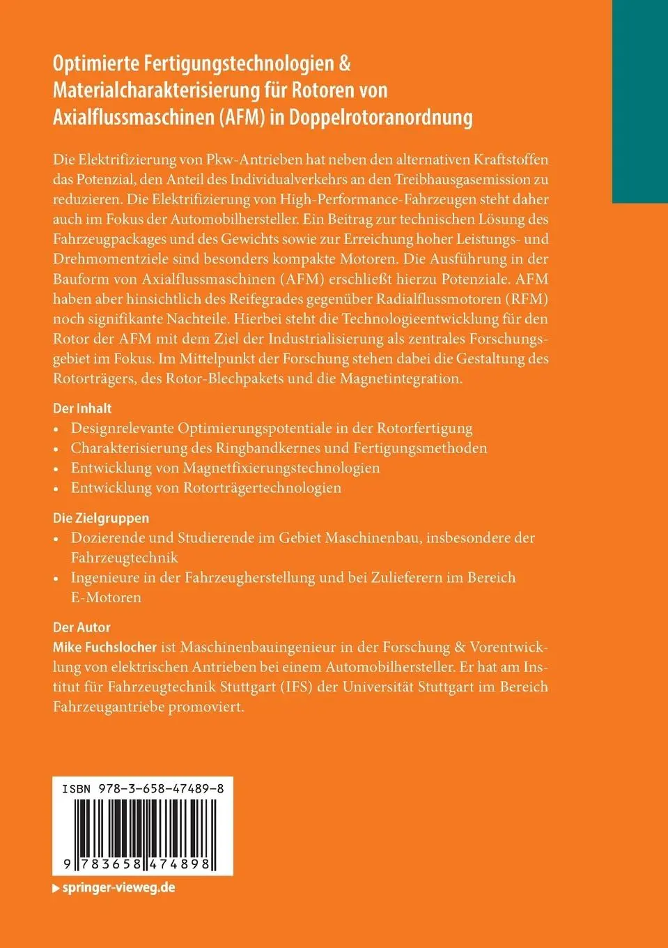 Rückseite: 9783658474898 | Optimierte Fertigungstechnologien &amp; Materialcharakterisierung für...