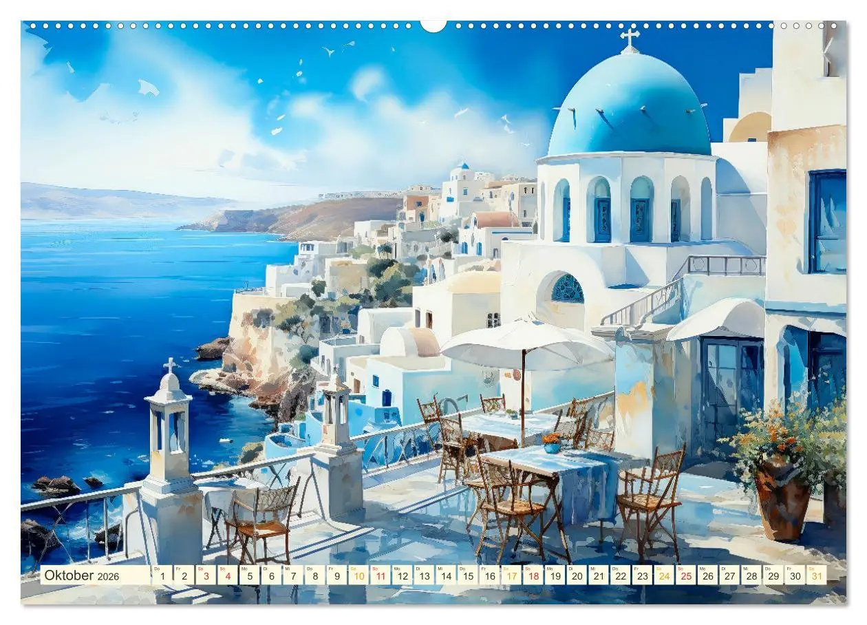 Bild: 9783457494998 | Santorini Inselträume (Wandkalender 2026 DIN A2 quer), CALVENDO...