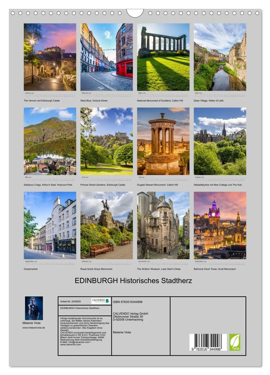 Bild: 9783516344998 | EDINBURGH Historisches Stadtherz (Wandkalender 2026 DIN A3 hoch),...