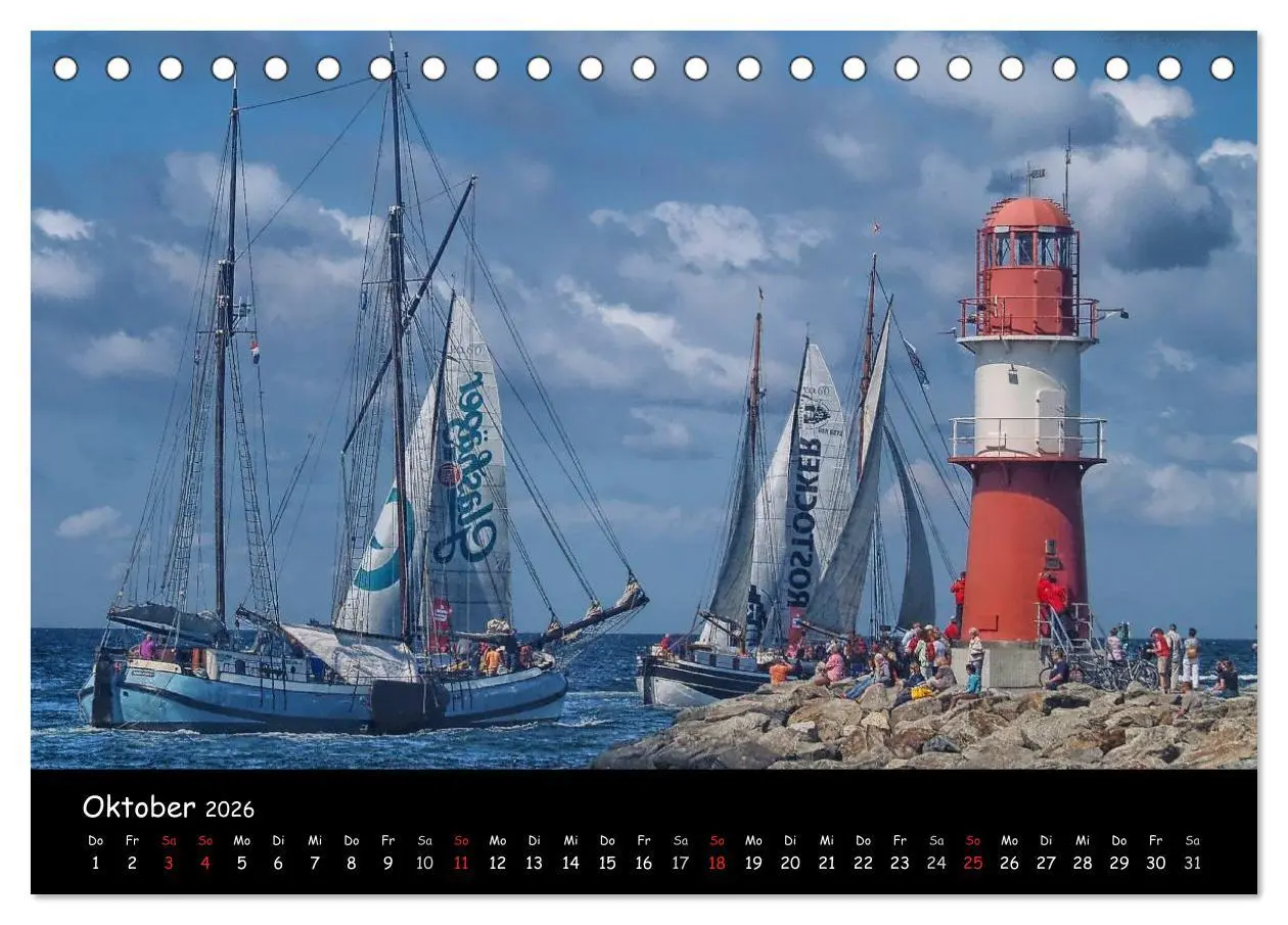 Bild: 9783516165098 | Windjammer vor Warnemünde (Tischkalender 2026 DIN A5 quer),...