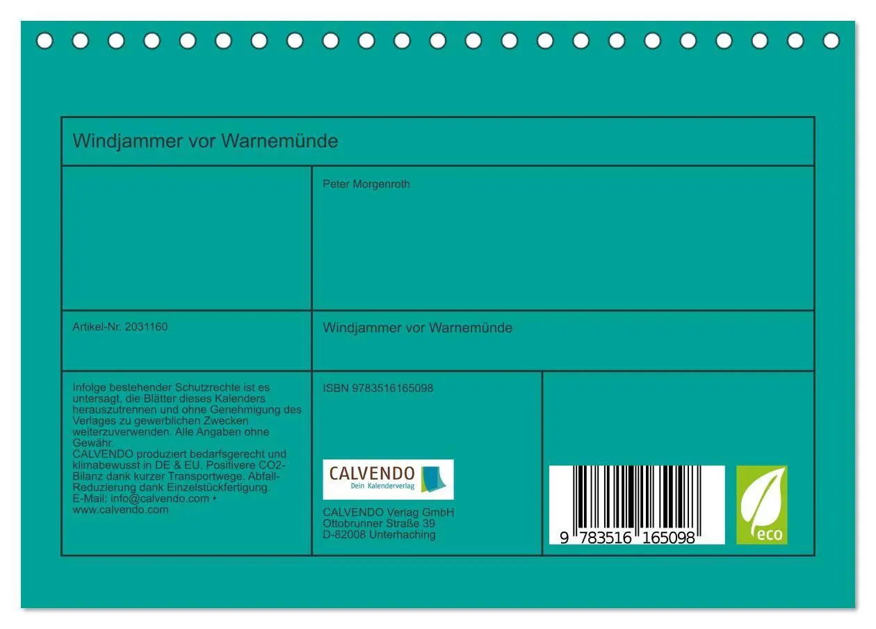 Bild: 9783516165098 | Windjammer vor Warnemünde (Tischkalender 2026 DIN A5 quer),...