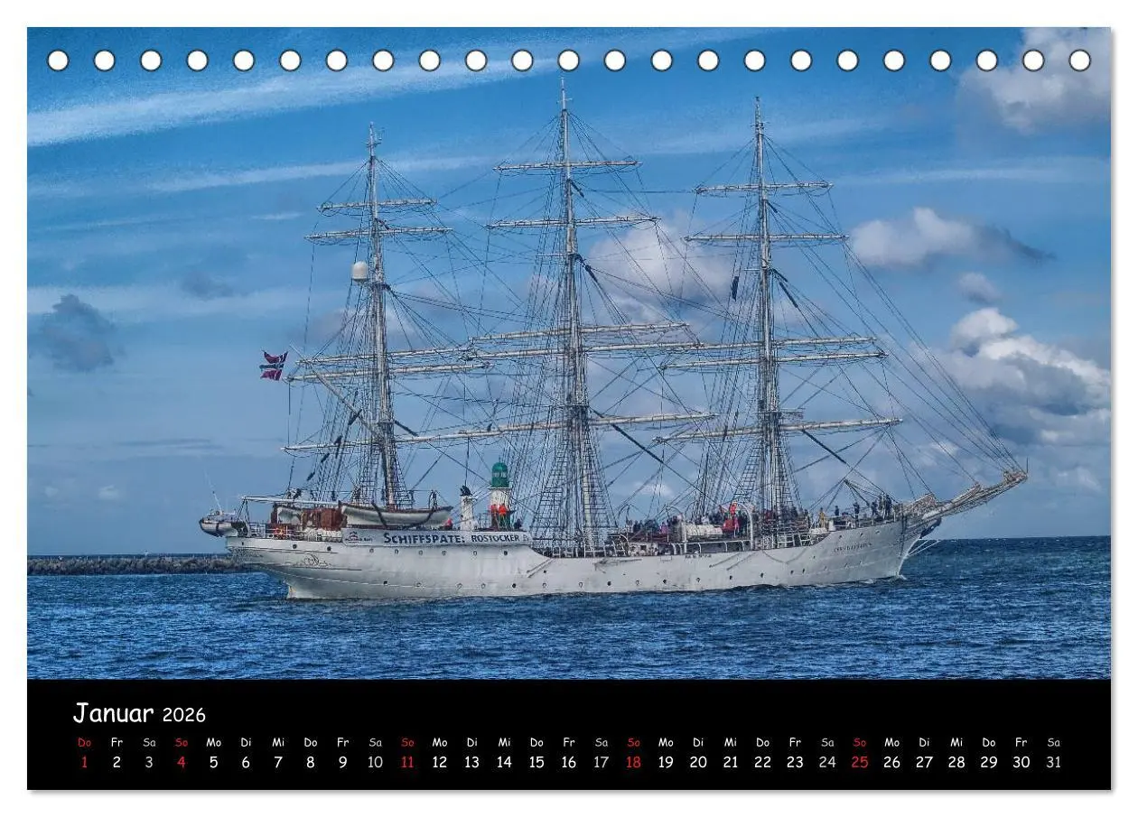 Bild: 9783516165098 | Windjammer vor Warnemünde (Tischkalender 2026 DIN A5 quer),...