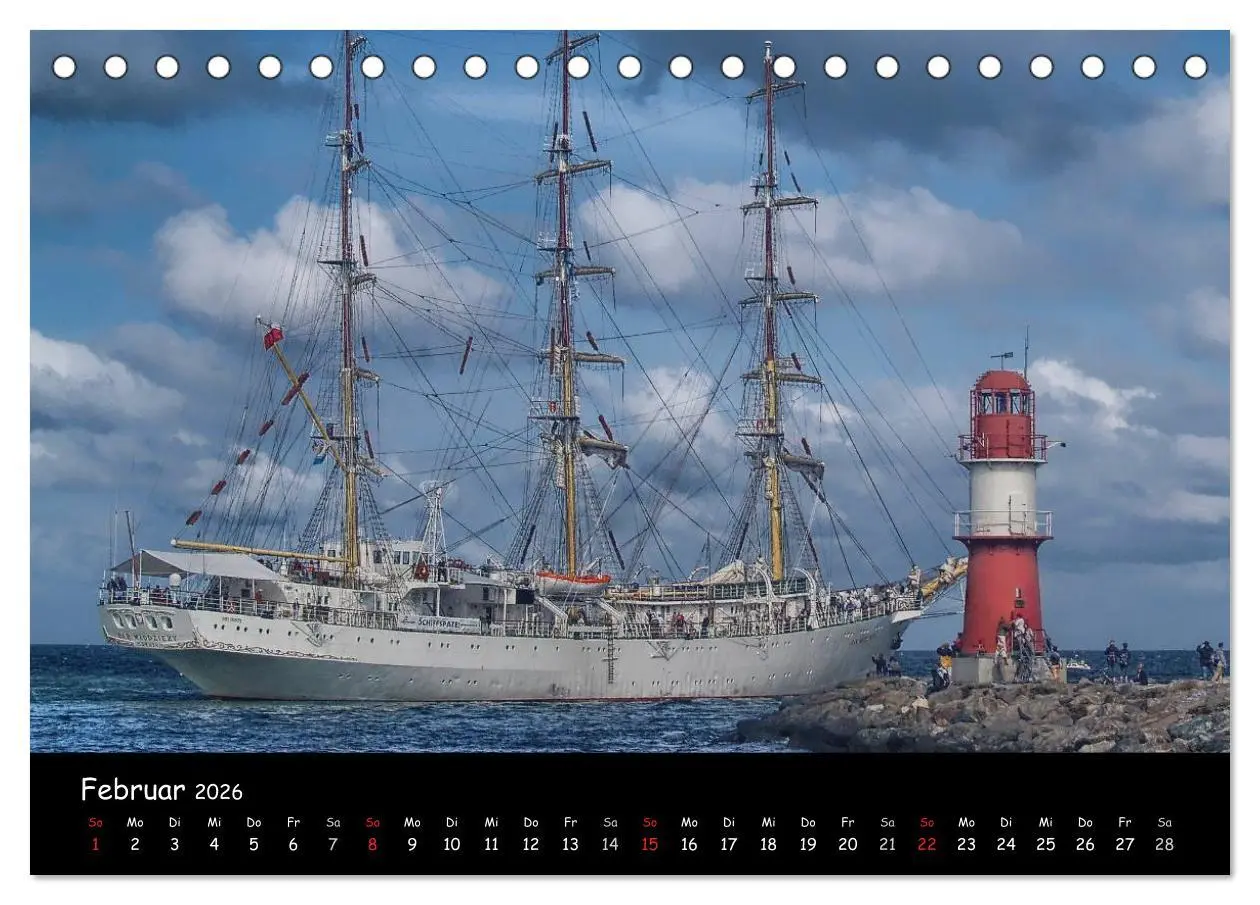 Bild: 9783516165098 | Windjammer vor Warnemünde (Tischkalender 2026 DIN A5 quer),...