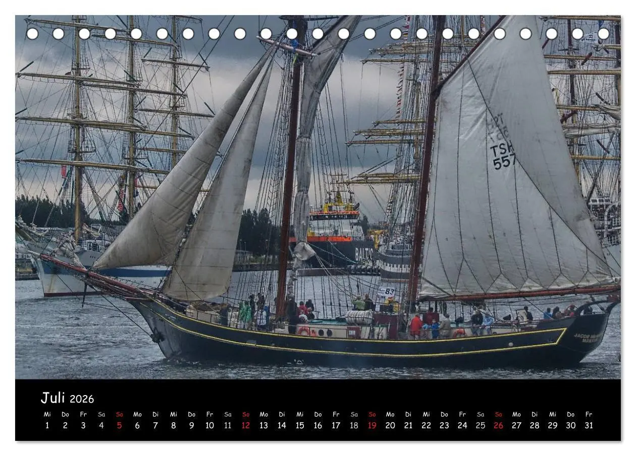 Bild: 9783516165098 | Windjammer vor Warnemünde (Tischkalender 2026 DIN A5 quer),...
